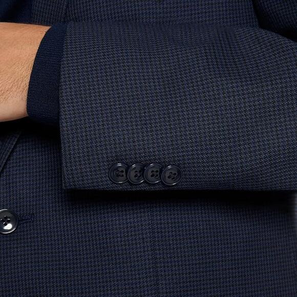 NWT Michael Kors Men’s Twill Kent Classic Fit Navy Check Suit/Blazer sz 46S - Picture 6 of 7